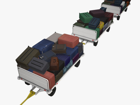 Airport Baggage Carts Loaded --441-- 3D Model