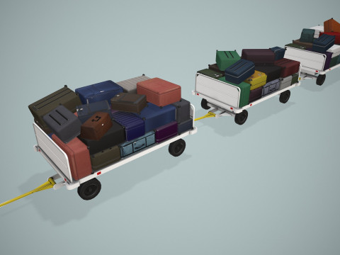 Carrelli portabagagli dell'aeroporto caricati --441-- Modello 3D