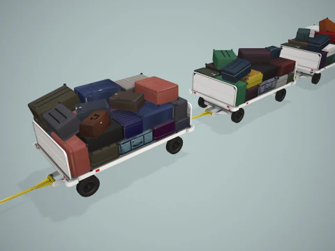 Gerobak Bagasi Bandara Termuat --441-- Model 3D