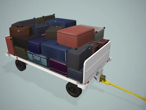 Gerobak Bagasi Bandara Termuat --441-- Model 3D