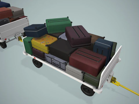 Gerobak Bagasi Bandara Termuat --441-- Model 3D