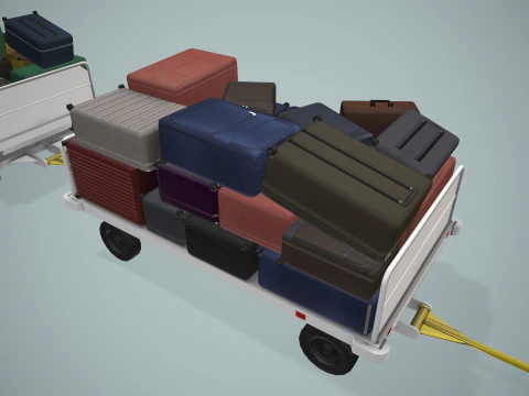 Gerobak Bagasi Bandara Termuat --441-- Model 3D