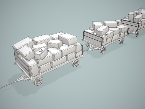 Carrelli portabagagli dell'aeroporto caricati --441-- Modello 3D