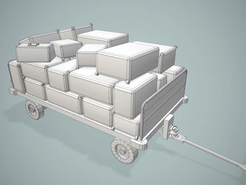 Gerobak Bagasi Bandara Termuat --441-- Model 3D