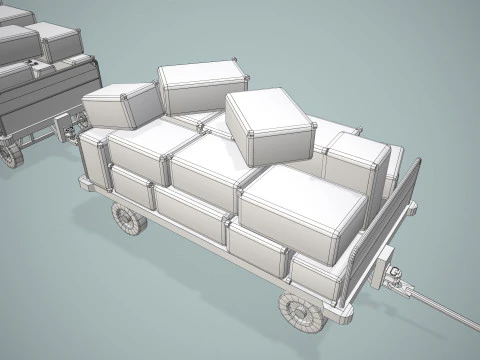 Gerobak Bagasi Bandara Termuat --441-- Model 3D