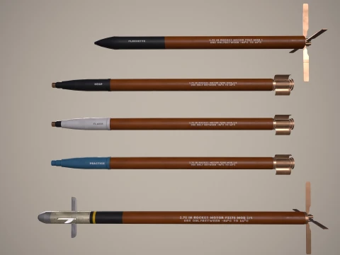 Rocket Launcher FZ207 With Missiles --89-- 3D Model