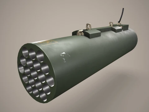 Rocket Launcher FZ225 With Missiles --92-- 3D Model