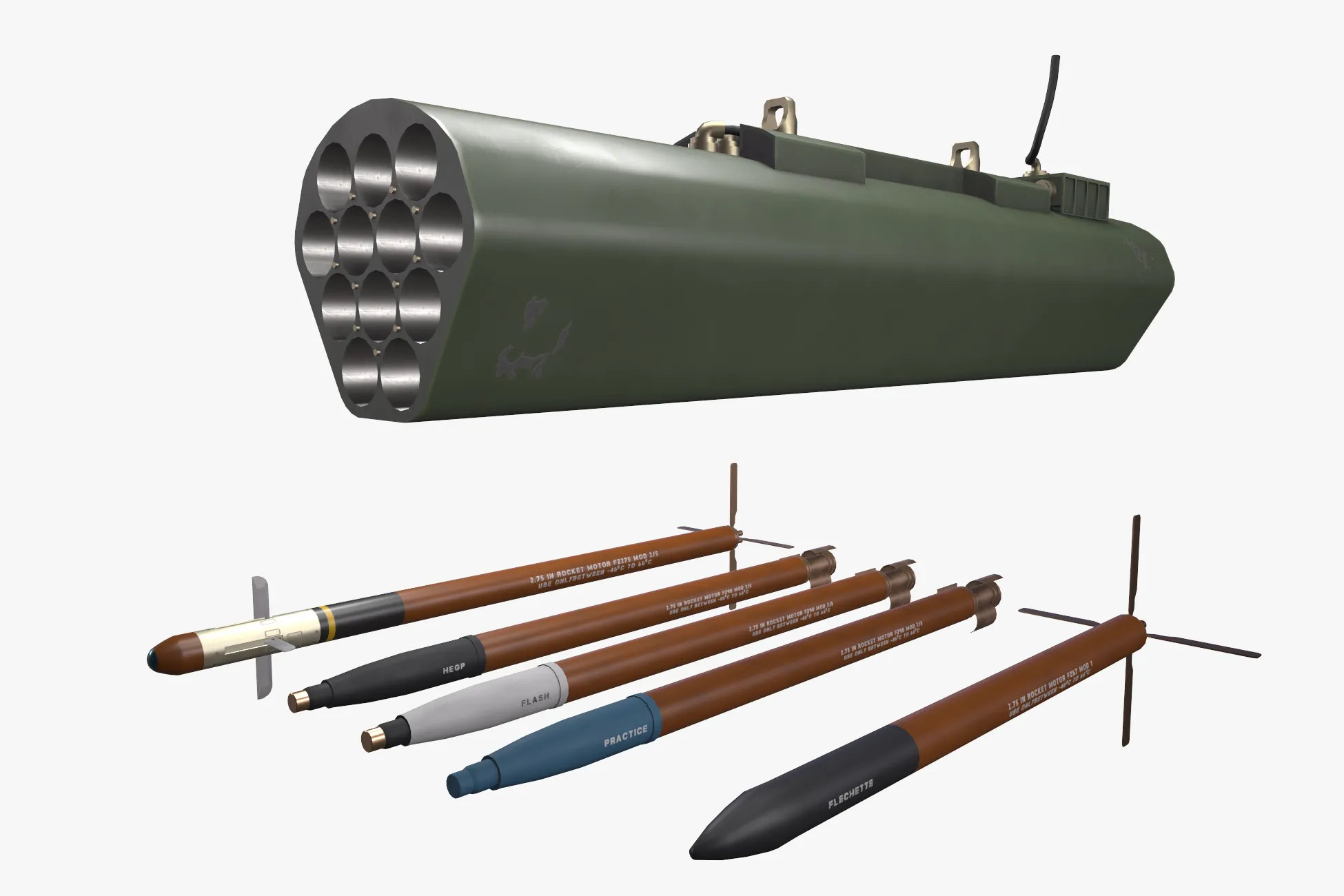 Rocket Launcher FZ231 With Missiles --93-- 3D Model .c4d .max .obj .3ds .fbx .stl .blend 