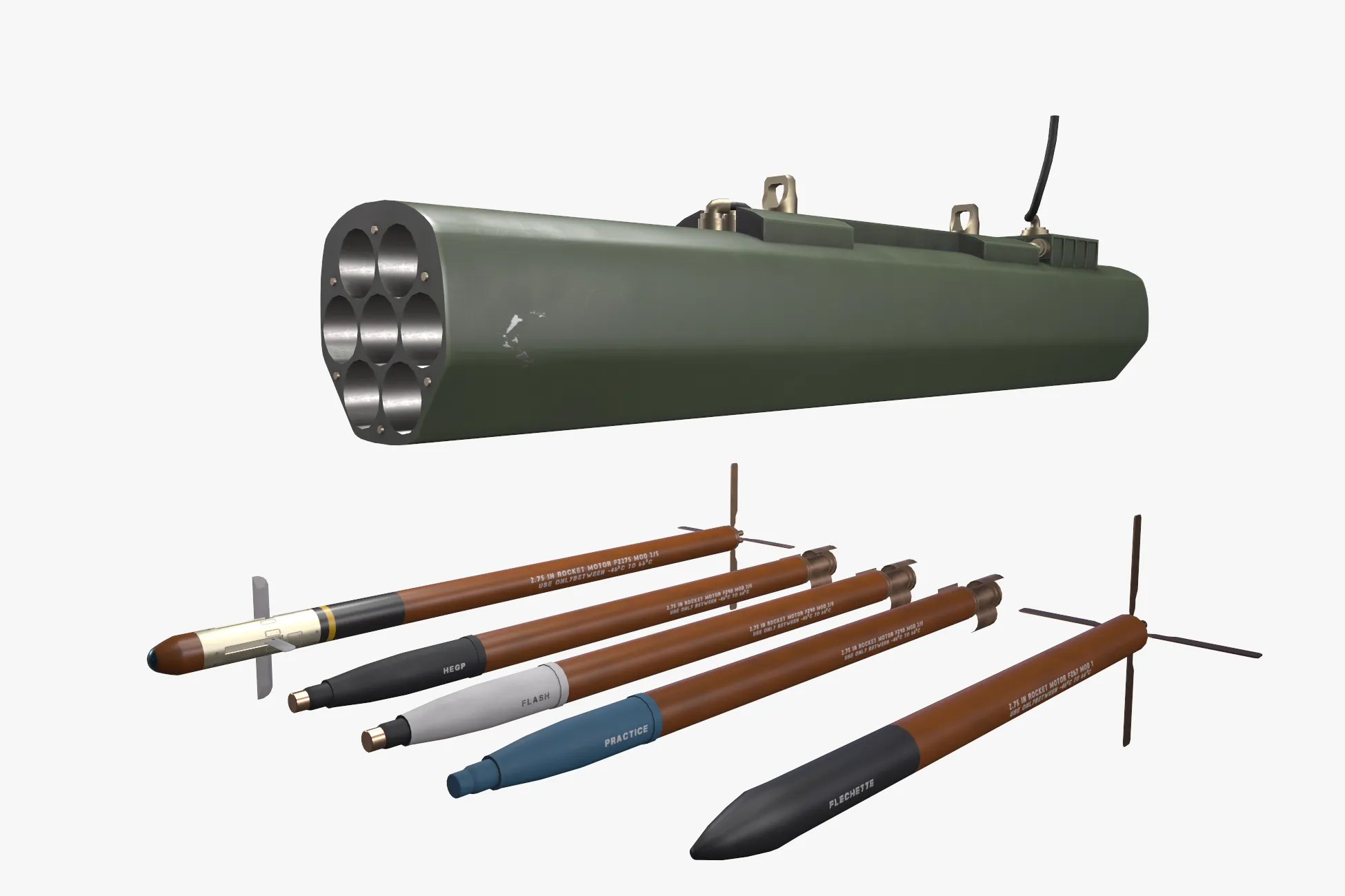 Rocket Launcher FZ233 With Missiles --94-- 3D Model .c4d .max .obj .3ds .fbx .stl .blend 