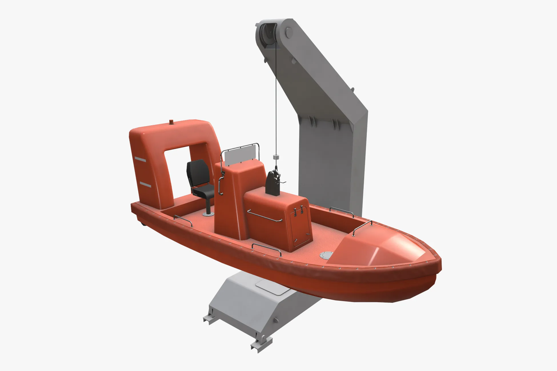 Ship Davit With Motorboat --98-- 3D Model .c4d .max .obj .3ds .fbx .stl .blend 