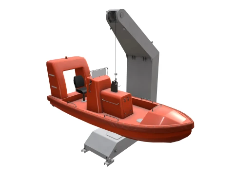 Ship Davit With Motorboat --98-- 3D Model