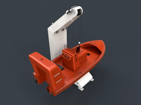 Ship Davit With Motorboat --98-- 3D Model
