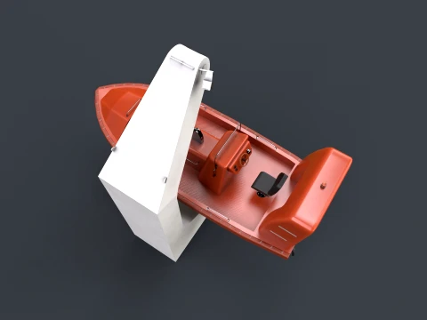 Ship Davit With Motorboat --98-- 3D Model