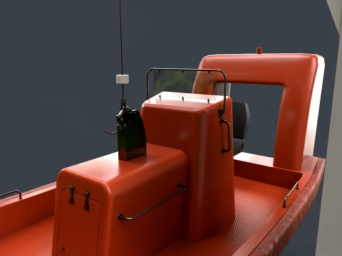 Ship Davit With Motorboat --98-- 3D Model