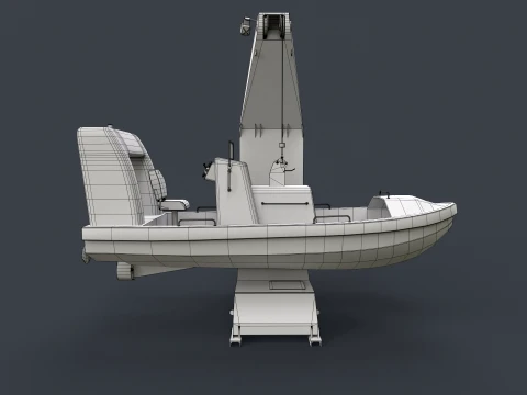 Ship Davit With Motorboat --98-- 3D Model
