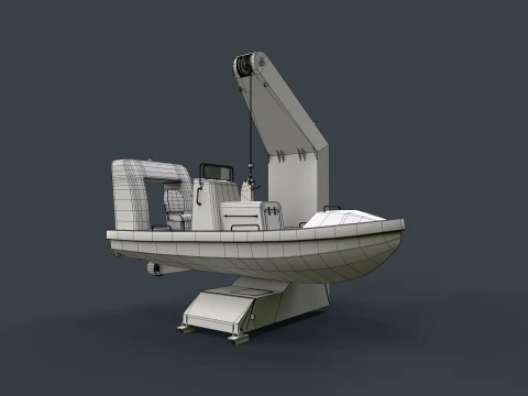 Ship Davit With Motorboat --98-- 3D Model