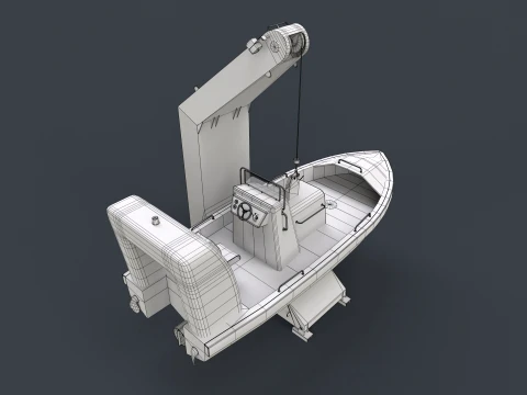 Ship Davit With Motorboat --98-- 3D Model