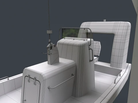 Ship Davit With Motorboat --98-- 3D Model