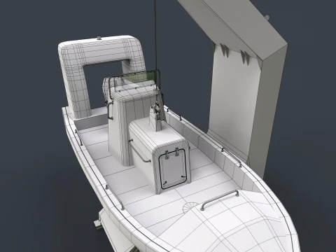 Ship Davit With Motorboat --98-- 3D Model