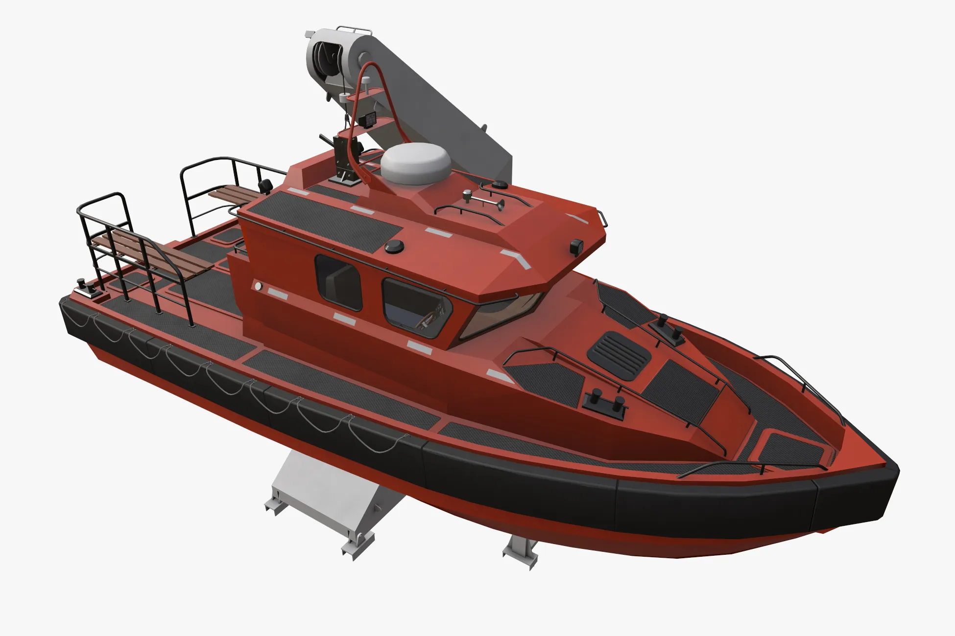 Ship Davit With Motorboat --99-- 3D Model .c4d .max .obj .3ds .fbx .stl .blend 