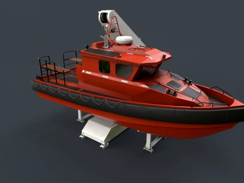 Ship Davit With Motorboat --99-- 3D Model