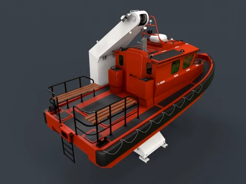 Ship Davit With Motorboat --99-- 3D Model