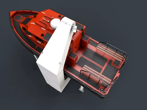 Ship Davit With Motorboat --99-- 3D Model
