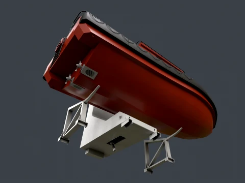 Ship Davit With Motorboat --99-- 3D Model