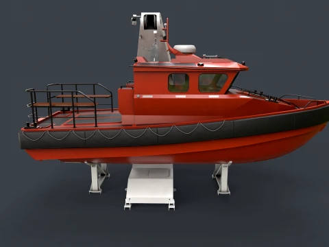 Ship Davit With Motorboat --99-- 3D Model