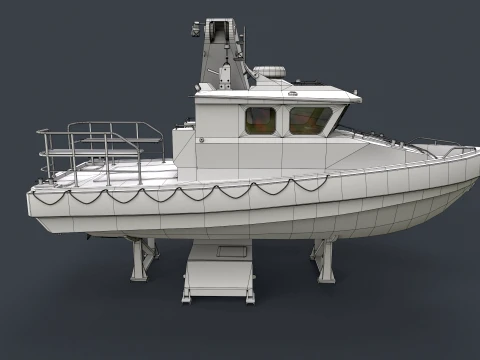 Ship Davit With Motorboat --99-- 3D Model