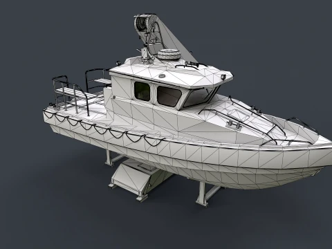 Ship Davit With Motorboat --99-- 3D Model