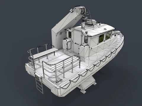 Ship Davit With Motorboat --99-- 3D Model