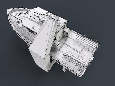 Ship Davit With Motorboat --99-- 3D Model