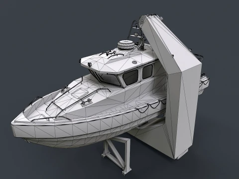 Ship Davit With Motorboat --99-- 3D Model
