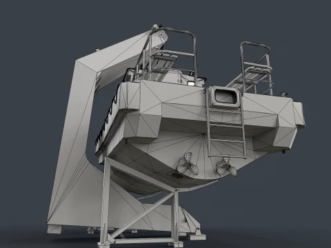 Ship Davit With Motorboat --99-- 3D Model