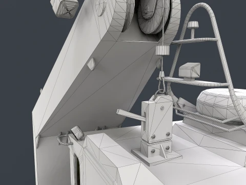 Ship Davit With Motorboat --99-- 3D Model