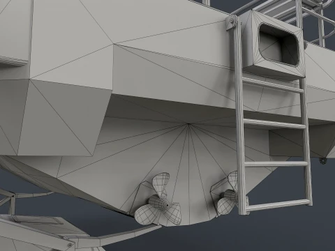 Ship Davit With Motorboat --99-- 3D Model