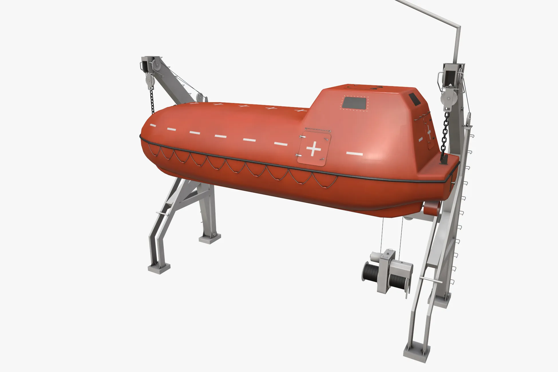 Ship Davit With Rescue Boat --100-- 3D Model .c4d .max .obj .3ds .fbx .stl .blend 