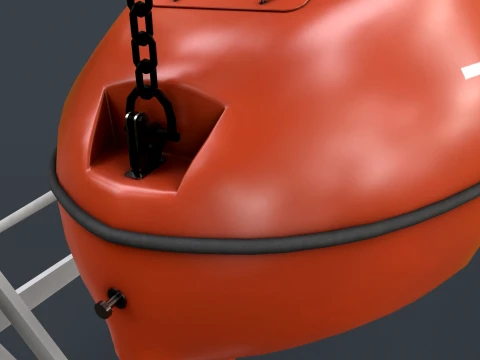 Ship Davit With Rescue Boat --100-- 3D Model