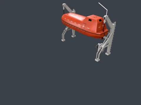 Ship Davit With Rescue Boat --100-- 3D Model