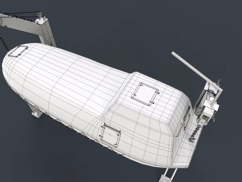 Ship Davit With Rescue Boat --100-- 3D Model