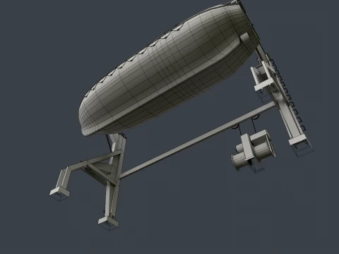 Ship Davit With Rescue Boat --100-- 3D Model
