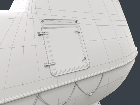 Ship Davit With Rescue Boat --100-- 3D Model