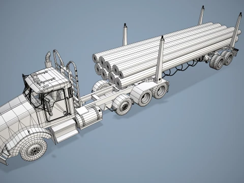 Caminh&atilde;o de toras Kenworth T800 --172-- Modelo 3D