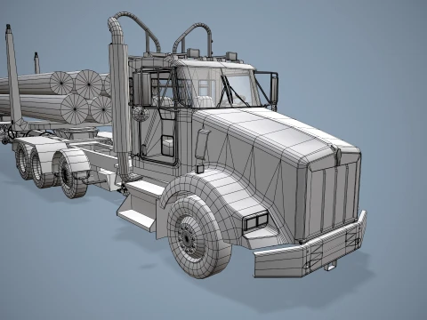 Caminh&atilde;o de toras Kenworth T800 --172-- Modelo 3D