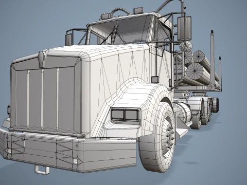 Caminh&atilde;o de toras Kenworth T800 --172-- Modelo 3D