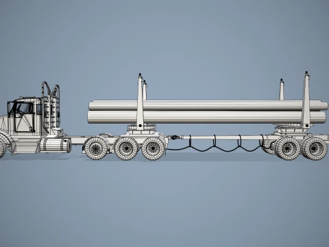 Caminh&atilde;o de toras Kenworth T800 --172-- Modelo 3D