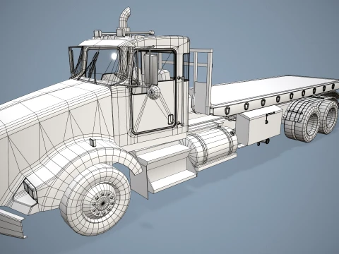 Kenworth T800 Platform Truck --174-- 3D Model