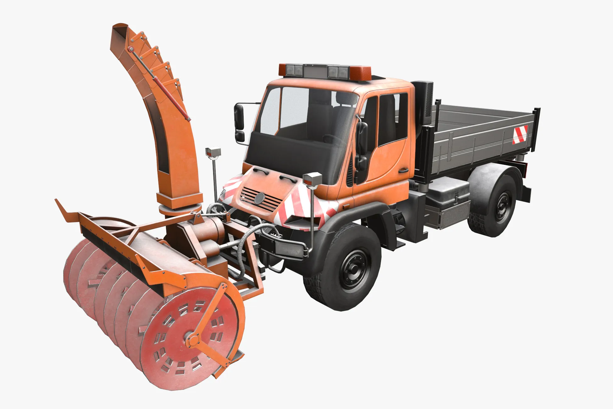 Unimog U500 Snow Plow Truck --180-- 3D Model .c4d .max .obj .3ds .fbx .stl .blend 