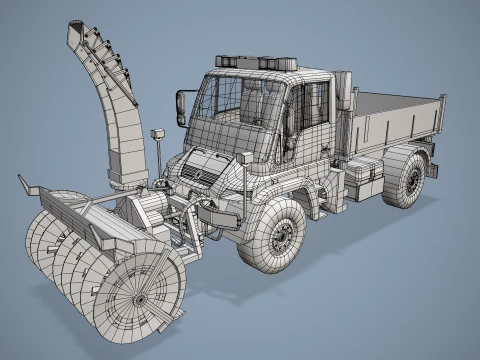 Unimog U500 Snow Plow Truck --180-- 3D Model
